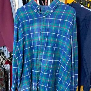 Blue Green Plaid Flannel Womens XL